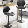 DICTAC Leather Bar Stools Set of 2 Black Adjustable Height Bar Chairs Pair Swivel Barstools Breakfast Bar Stools for Kitchen Island Counter Stool Capacity 400 lbs, Retro Black - 1