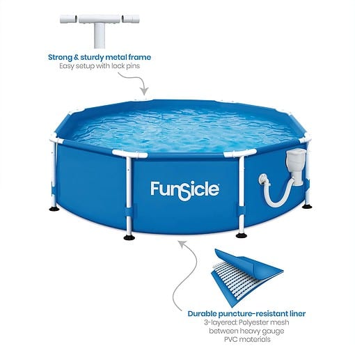 Summer Waves P2000830A Active 8ft x 30in Outdoor Round Frame Above Ground Swimming Pool Set with Filter Pump and Type D Filter Cartridge, Blue - 3