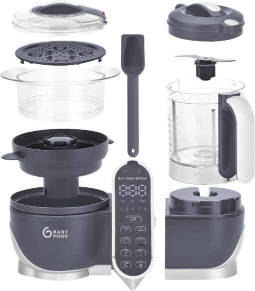 Babymoov Duo Meal Station Food Maker 6 in 1 Food Processor with Steam Cooker, Multi-Speed Blender, Baby Purees, Warmer, Defroster, 1 Count (Pack of 1) (Nutritionist Approved) - 8