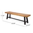 Christopher Knight Home Carlisle Outdoor Acacia Wood and Rustic Metal Bench, Sandblast Finish / Rustic Metal 14. 75 x 63 x 17. 50 inches