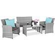 Best Choice Products 4-Piece Outdoor Wicker Patio Conversation Furniture Set - Gray Wicker/Gray Cushions