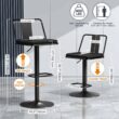 Metal Swivel Barstools Set of 2, Enlarged PU Leather Seat with Metal Back, Adjustable from 24