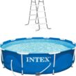 Intex 10ft x 30in Metal Frame Above Ground Pool & Intex Steel Frame Pool Ladder - 1
