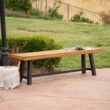 Christopher Knight Home Carlisle Outdoor Acacia Wood and Rustic Metal Bench, Sandblast Finish / Rustic Metal 14. 75 x 63 x 17. 50 inches