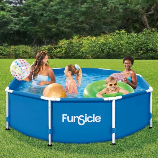 Summer Waves P2000830A Active 8ft x 30in Outdoor Round Frame Above Ground Swimming Pool Set with Filter Pump and Type D Filter Cartridge, Blue - 2