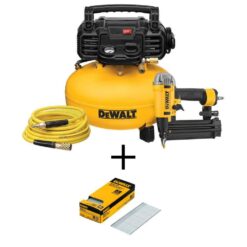 DEWALT DWFP1KIT18200-2 6 Gal. 165 PSI Heavy-Duty Electric Pancake Air Compressor, 18-Gauge Brad Nailer and 2 in. x 18-GA Brads (2500 per Pack)
