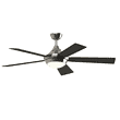 Fanimation Studio Collection Aire Drop 52-in Brushed Nickel Integrated LED Indoor Ceiling Fan with Light and Remote (5-Blade)