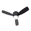 Harbor Breeze Mazon 44-in Black Integrated LED Indoor Flush Mount Ceiling Fan with Light and Remote (3-Blade)