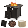 BABOOM Gas Fire Pits 30-in W 50000-BTU Bronze Portable Tabletop Steel Propane Gas Fire Pit Table