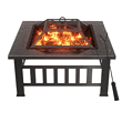 Vineego 32-in W Black Stainless Steel Wood-Burning Fire Pit