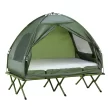 Outsunny Extra Large Compact Pop Up Portable Folding Outdoor Elevated Camping Cot Tent Combo Set in Dark Green
