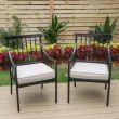 Captiva Designs 2pk Outdoor Steel Arm Chairs with Cushions