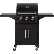 Outsunny 3 Burner Portable Gas Grill w/ Wheels, Outdoor Steel Propane Barbecue w/ Warming Rack, Black