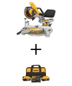 DEWALT DCS361BWCB246CK 20V MAX Lithium-Ion Cordless 7-1/4 in. Sliding Miter Saw with 6.0 Ah Battery, 4.0 Ah Battery, Charger and Bag