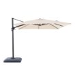 Hampton Bay 10 ft. Commercial Aluminum Cantilever Square Offset Patio Umbrella in Cafe Tan with Base Included