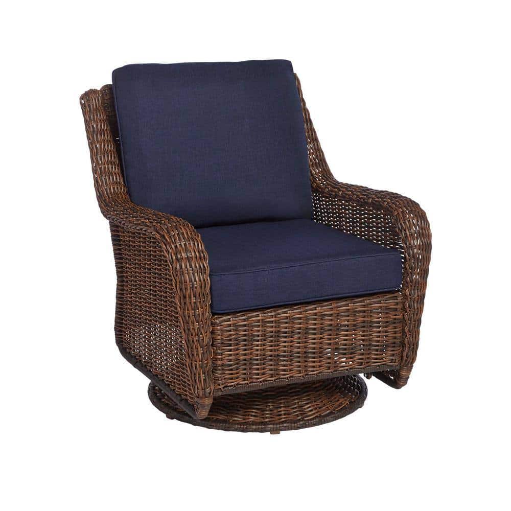 Hampton Bay Cambridge Brown Wicker Outdoor Patio Swivel Rocking