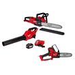 Milwaukee M18 FUEL 16 in. 18V Lithium-Ion Brushless Battery Chainsaw Kit with M18 FUEL Blower, 8 in. HATCHET Pruning Saw