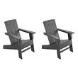 POLYWOOD Oakport Set of 2 Black Hdpe Frame Stationary Adirondack Chair with Slat Seat