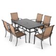Nuu Garden 7-Pieces Rust-Free Metal Outdoor Patio Dining Set with 6 Textilene Dining Chairs and Rectangular Dining Table