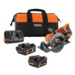 RIDGID R8658K-AC840040 18V Brushless Cordless 7-1/4 in. Rear Handle Circular Saw Kit w/ Battery, Charger, Bag, & FREE 4.0 Ah MAX Output Battery