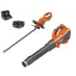 RIDGID 18V Brushless 130 MPH 510 CFM Cordless Battery Leaf Blower and Hedge Trimmer with 6.0 Ah MAX Output Battery and Charger