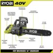 RYOBI 40V HP Brushless 16 in. Battery Chainsaw w/ Extra Chain, Biodegradable Bar & Chain Oil, 4.0 Ah Battery & Charger