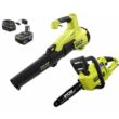 RYOBI P21120-CSW ONE+ HP 18V Brushless Cordless Battery 110 MPH 350 CFM Leaf Blower and 10 in. Chainsaw with 4.0 Ah Battery and Charger