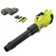RYOBI 40V HP Brushless Whisper Series 155 MPH 600 CFM Cordless Battery Leaf Blower with (2) 4.0 Ah Batteries and Charger
