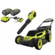 RYOBI RY401170-2X 40V HP Brushless 20 in. Cordless Battery Walk Behind Push Mower & Blower with (2) Batteries and Charger