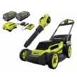 RYOBI RY401180-2X 40V HP Brushless 20 in. Cordless Electric Battery Walk Behind Self-Propelled Mower w/Blower (2) Batteries/Chargers