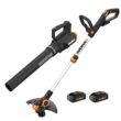 Worx 20V String Trimmer Cordless & Edger 3.0 + Leaf Blower Cordless with Battery and Charger Turbine, Black and Orange