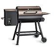 KingChii 456 SQ.IN Pellet Grill Smoker with Side Shelf, 8 IN 1 BBQ Grill with PID Temperature Control, Brown