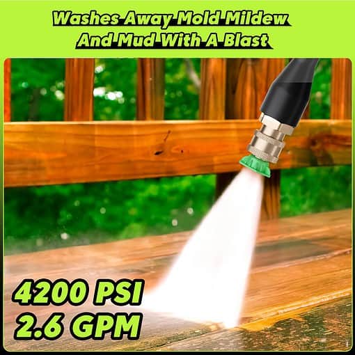 PowRyte Electric Pressure Washer, Brass Foam Cannon, 4 Different Pressure Tips, Power Washer, 4200 PSI 2.6 GPM