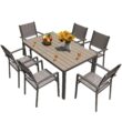 Homall 7 Piece Patio Dining Set w/ Stackable Textilene Chairs & Large Table (Grey)