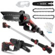MZK 2-in-1 Cordless Pole Saw & Mini Chainsaw with 3 Replacement Chain, 20V Battery Pole Chainsaw, 4.5
