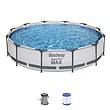 Bestway Steel Pro MAX 12 Foot x 30 Inch Round Metal Frame Above Ground Outdoor Backyard Swimming Pool Set with 330 GPH Filter Pump