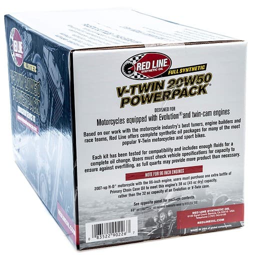Red Line 90226 Powersport Motor Oil V-Twin 20W50 Powerpack Kit