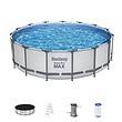 Bestway Steel Pro MAX 15 Foot by 48 Inches Round Above Ground Family Swimming Pool Set Outdoor Steel Frame