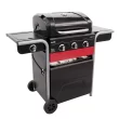 Charbroil Gas2Coal 3-Burner Hybrid Combo Gas & Charcoal Grill Cabinet with Side Burner, Red & Black