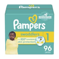 Pampers Swaddlers Diapers - Size 1, 96 Count, Ultra Soft Disposable Baby Diapers