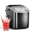 Electactic Ice Maker Countertop, Efficient Easy Carry Ice Machine, Self-Cleaning Ice Maker with Ice Scoop & Basket, Black