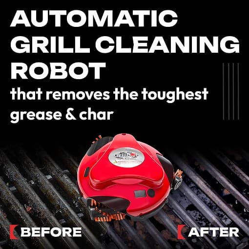 Grillbot Automatic Grill Cleaning Robot (Red Grillbot + Carry Case, Grillbot Bundle)