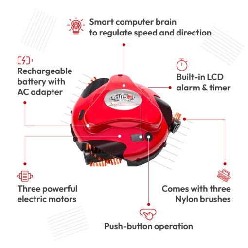 Grillbot Automatic Grill Cleaning Robot (Red Grillbot + Carry Case, Grillbot Bundle)