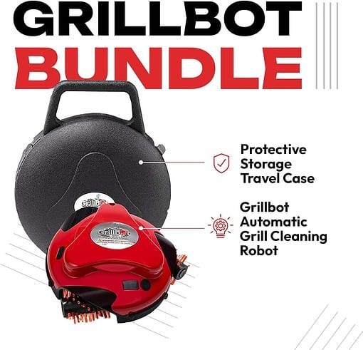 Grillbot Automatic Grill Cleaning Robot (Red Grillbot + Carry Case, Grillbot Bundle)