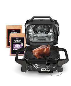Ninja OG751BRN Woodfire Pro 7-in-1 Grill & Smoker - Portable Electric Outdoor Grill, Grey