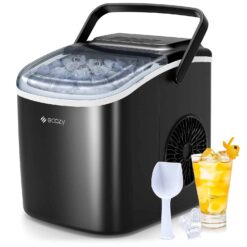 ecozy Portable Countertop Ice Maker - 9 Ice Cubes in 6 Minutes, 26 lbs Daily Output, Black