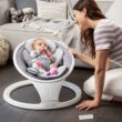Munchkin Bluetooth Enabled Lightweight Baby Swing with Natural Sway in 5 Ranges of Motion, Includes Remote Control, White