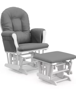 Storkcraft Hoop Glider Nursery Rocking Chair and Ottoman, White/Gray