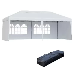 Outsunny 10' x 20' Heavy Duty Pop Up Canopy Party Tent, White