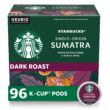 Starbucks K-Cup Coffee Pods, Dark Roast Coffee, Sumatra for Keurig Brewers, 4 boxes (96 pods total)